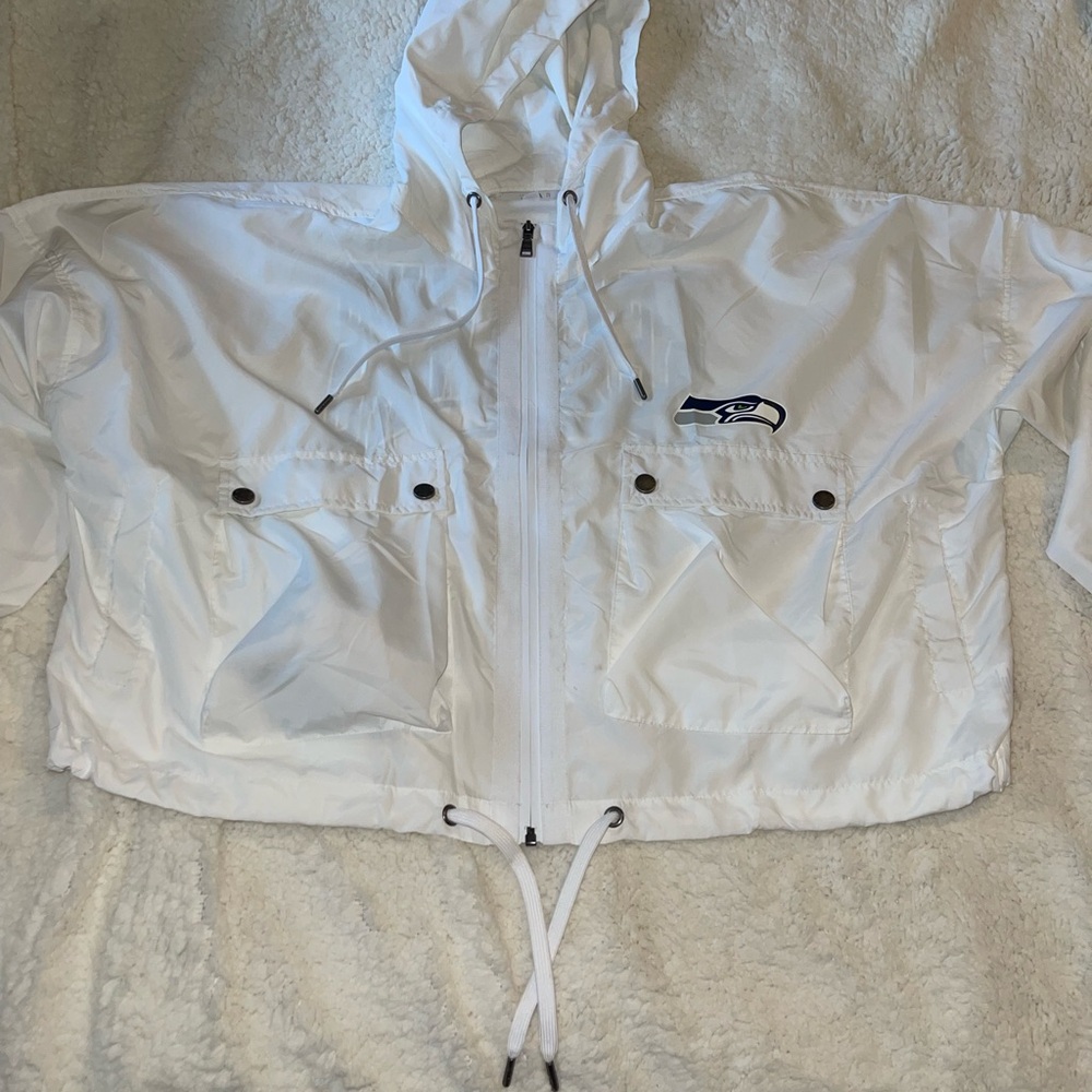 White Hooded Seahawks Jacket